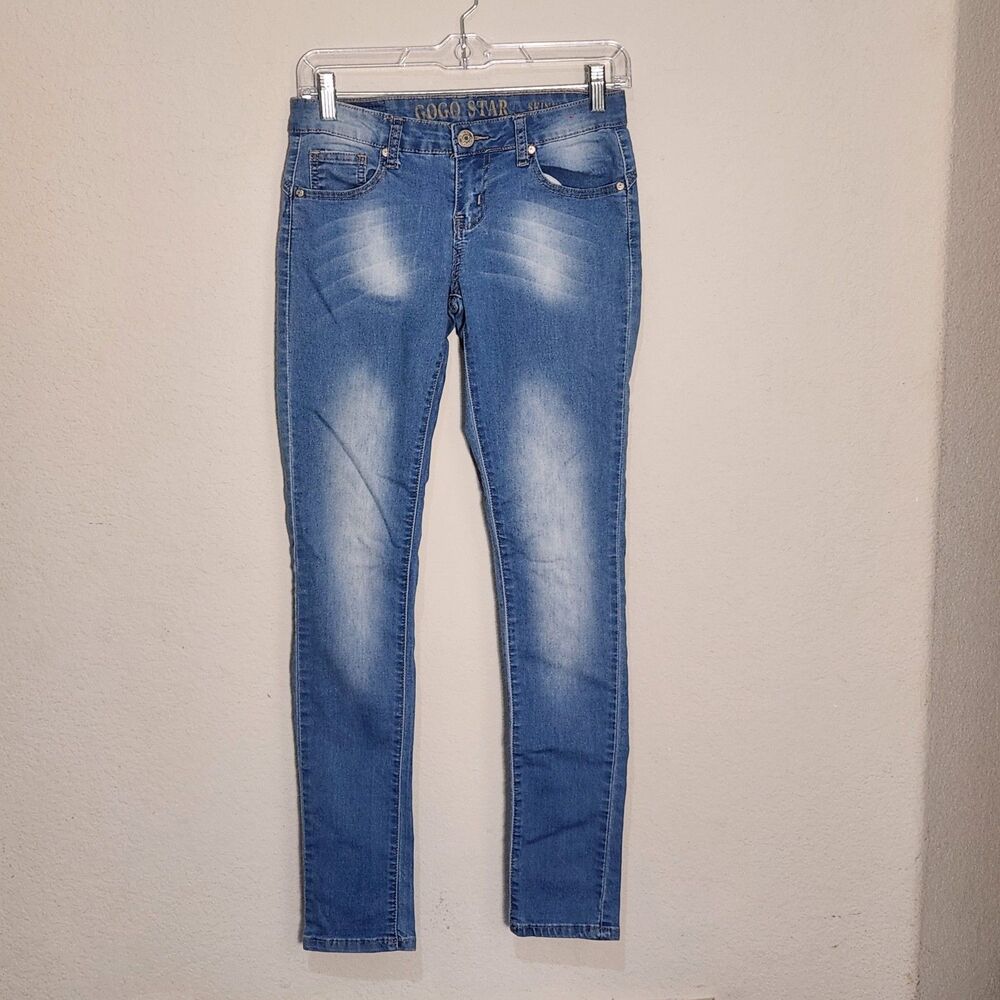 GOGO Star Skinny Jeans Womens Size 5 Blue Stretch Mid Rise Faded Denim Pants
